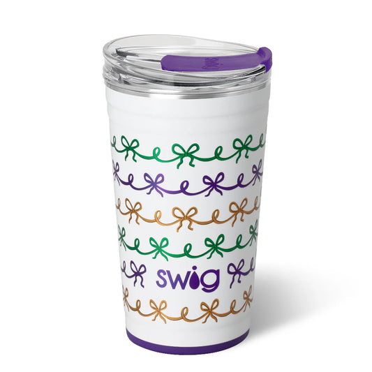 Swig Party Cup 24oz-Mardi Gras Bows