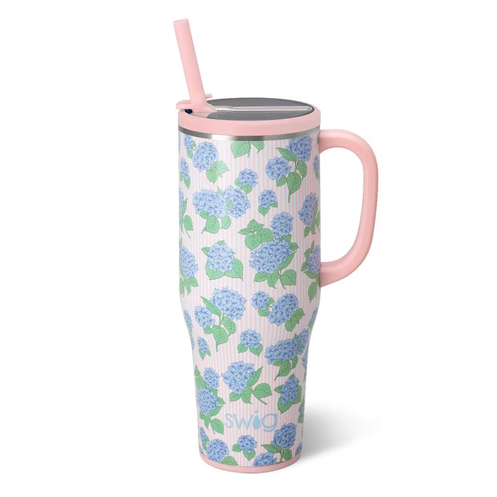 Swig Mega Mug 40oz-Hydrangeas