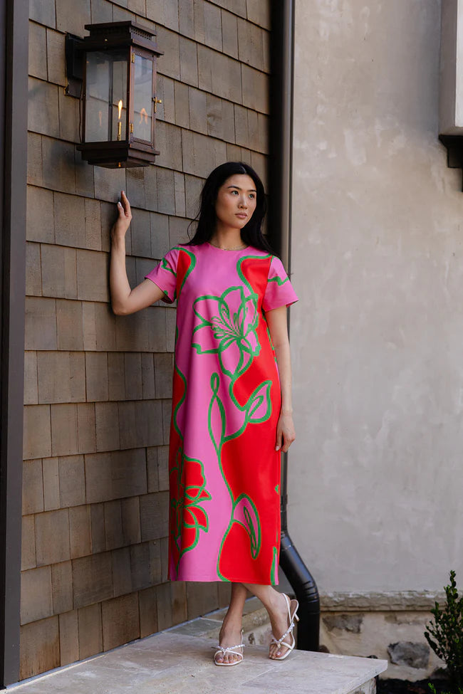 Elliot Dress Fuchsia Outline