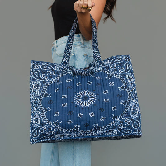 Bandana Print Quilted Tote
