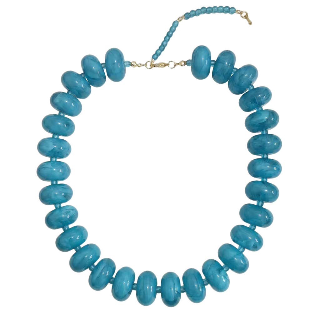 Marlan Chunky Beaded Necklace- Aqua