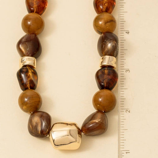 Chunky Marble Acrylic Beaded Necklace