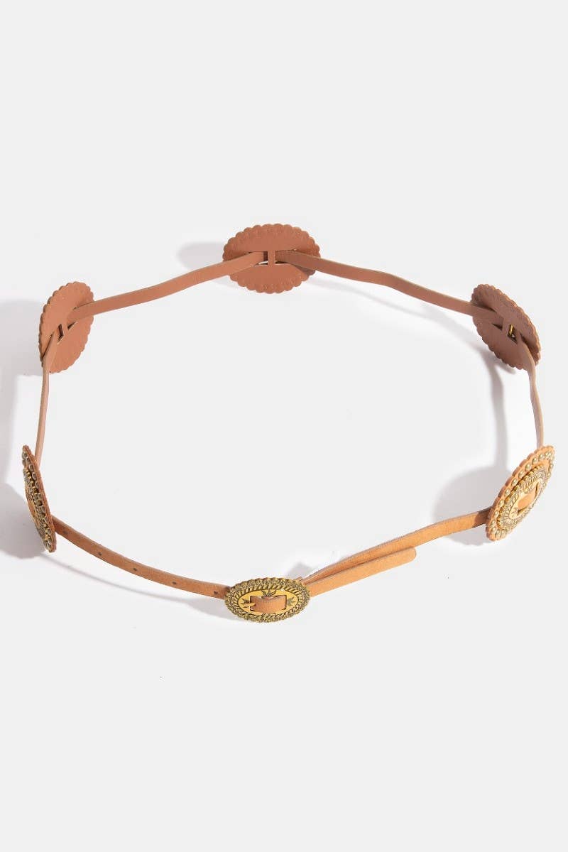 Intricate Western Concho Leather Belt