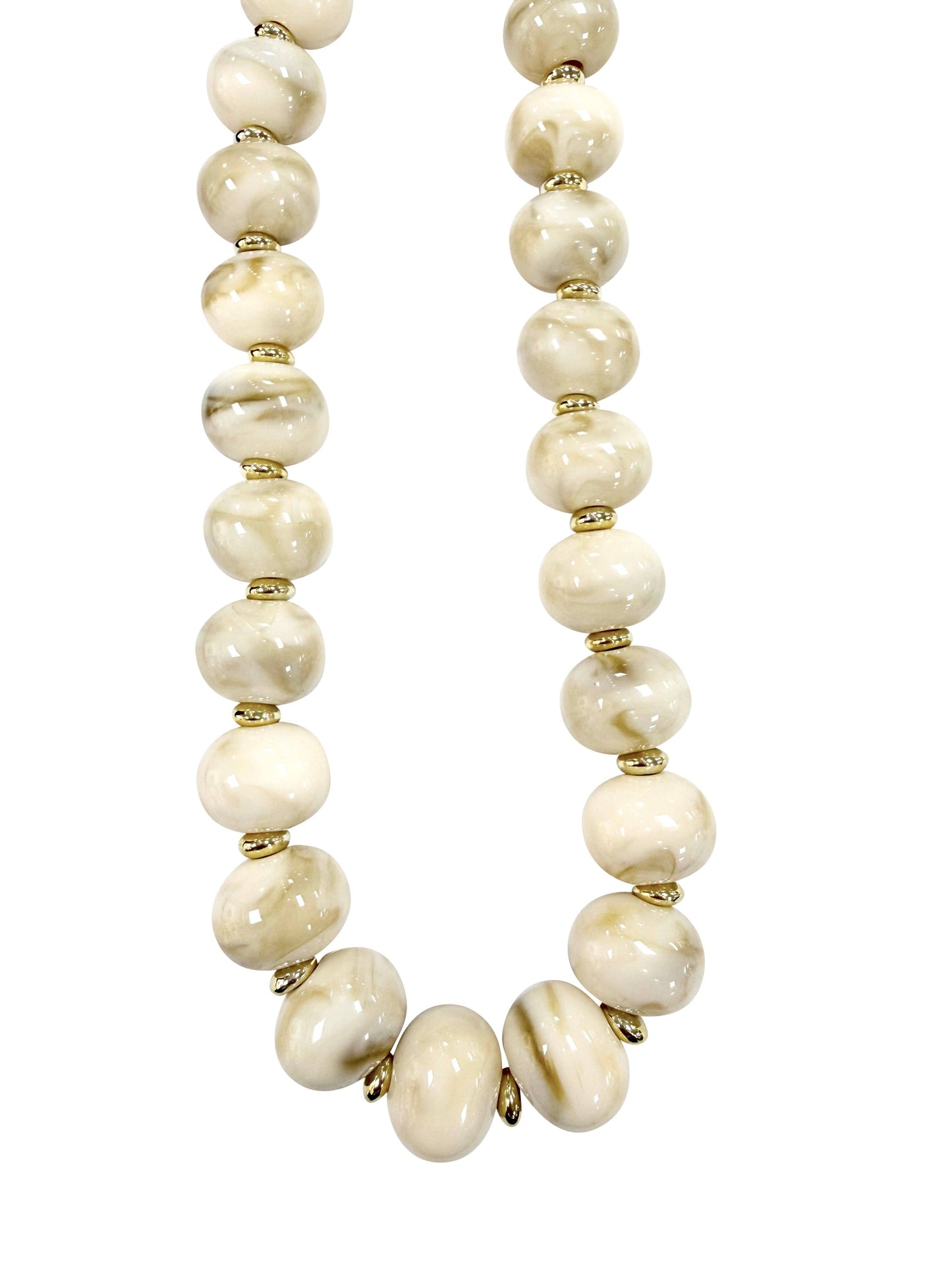 Marble Chunky Beaded Necklace- Cream