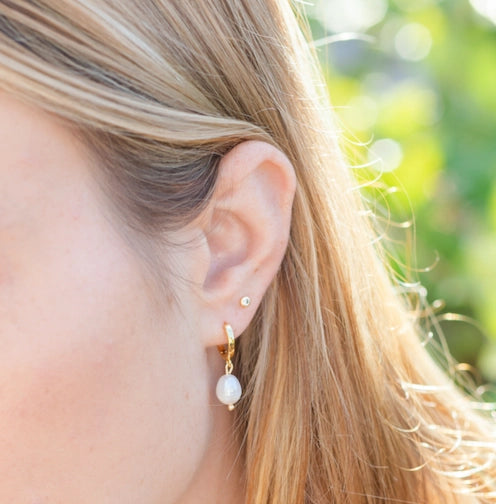 Small Drop Pearl Huggies