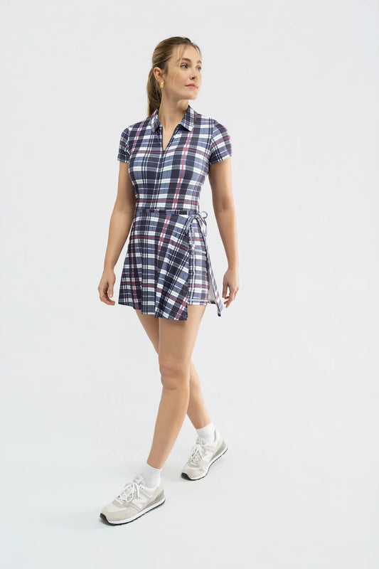 The Ivy Dress Prim Navy Plaid