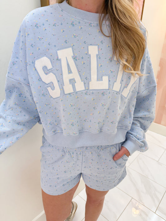 Salty Ditsy Floral Crop Sweatshirt