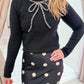 Rhinestone Bow Knit Sweater