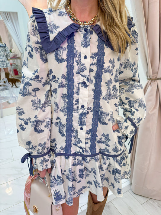 Sloane Toile Collared Mini Dress