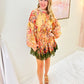 Evening Garden Mini Dress with Tie Belt