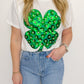 Sequin Flower Shamrock Tee