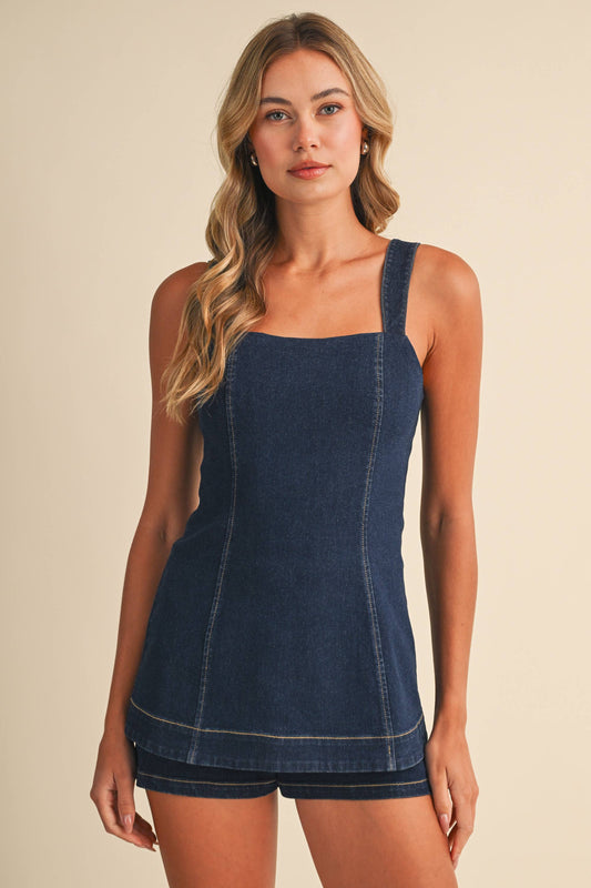 Layered Denim Romper