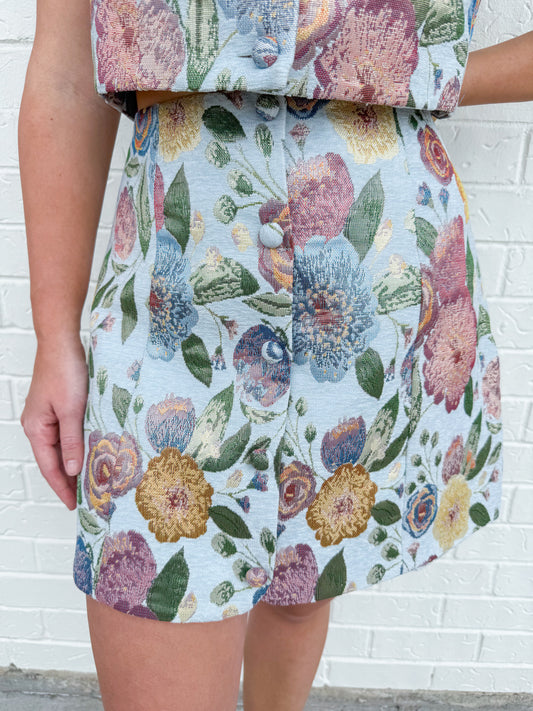 Duchess Floral Jacquard Mini Skirt
