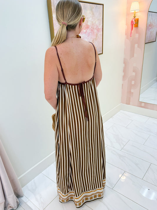 Lesly Striped Open Back Maxi Dress