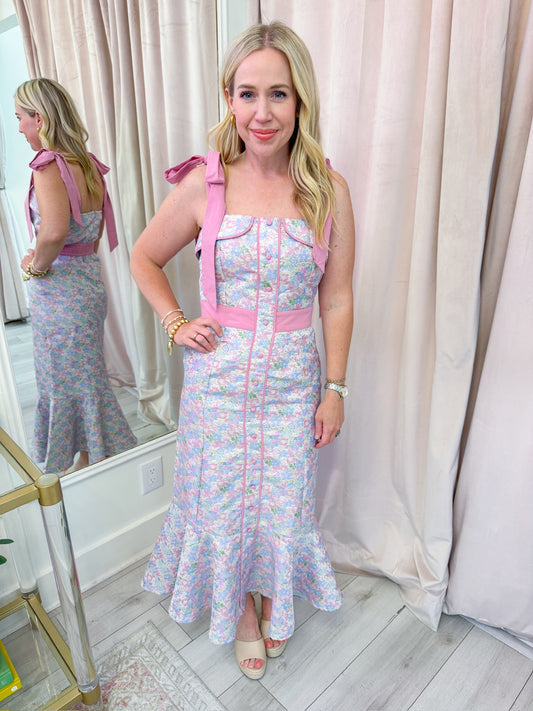 Full Bloom Pink Midi Dress