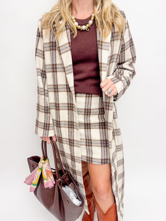 Manhattan Hush Plaid Long Coat