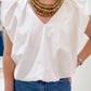 Bibi Poplin V-neck Bubble Top