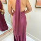Solid Satin Halter Maxi Dress