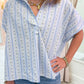 Floral Ditzy Stripe Vneck Collar Top