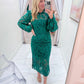 Carson Lace Puff Sleeve Midi Dress
