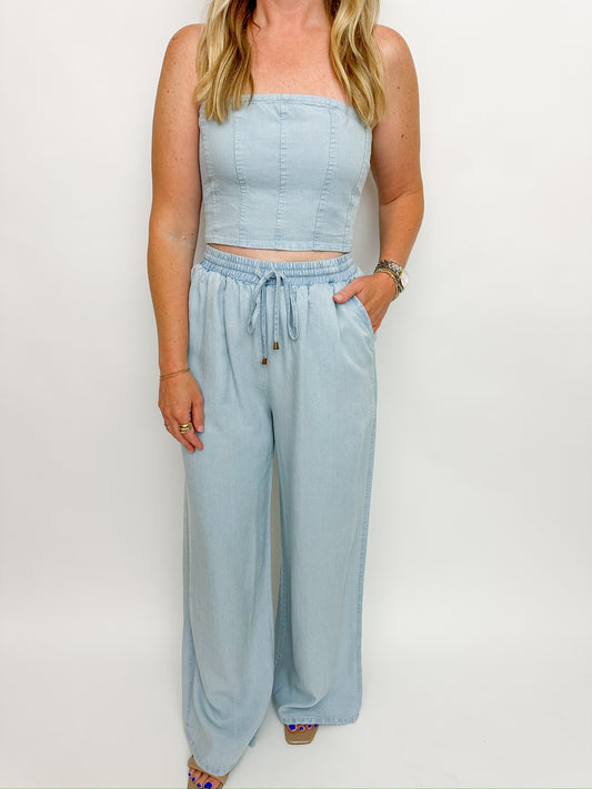 In The Clouds Chambray Tube Top