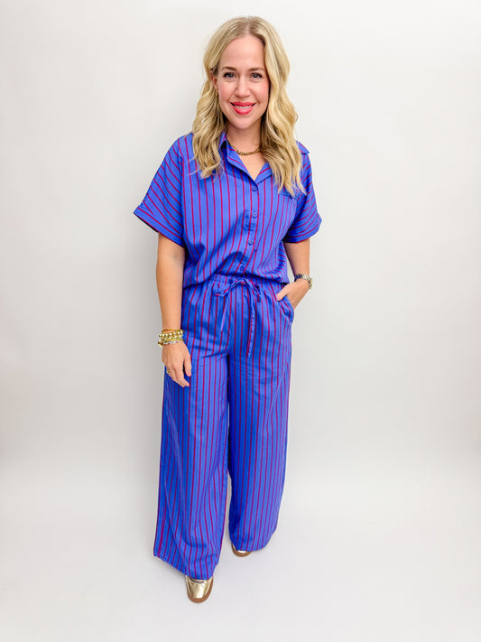 Carmelle Stripe Button Up Top