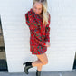 Plaid Poinsettia Collar Poof Sleeve Dress
