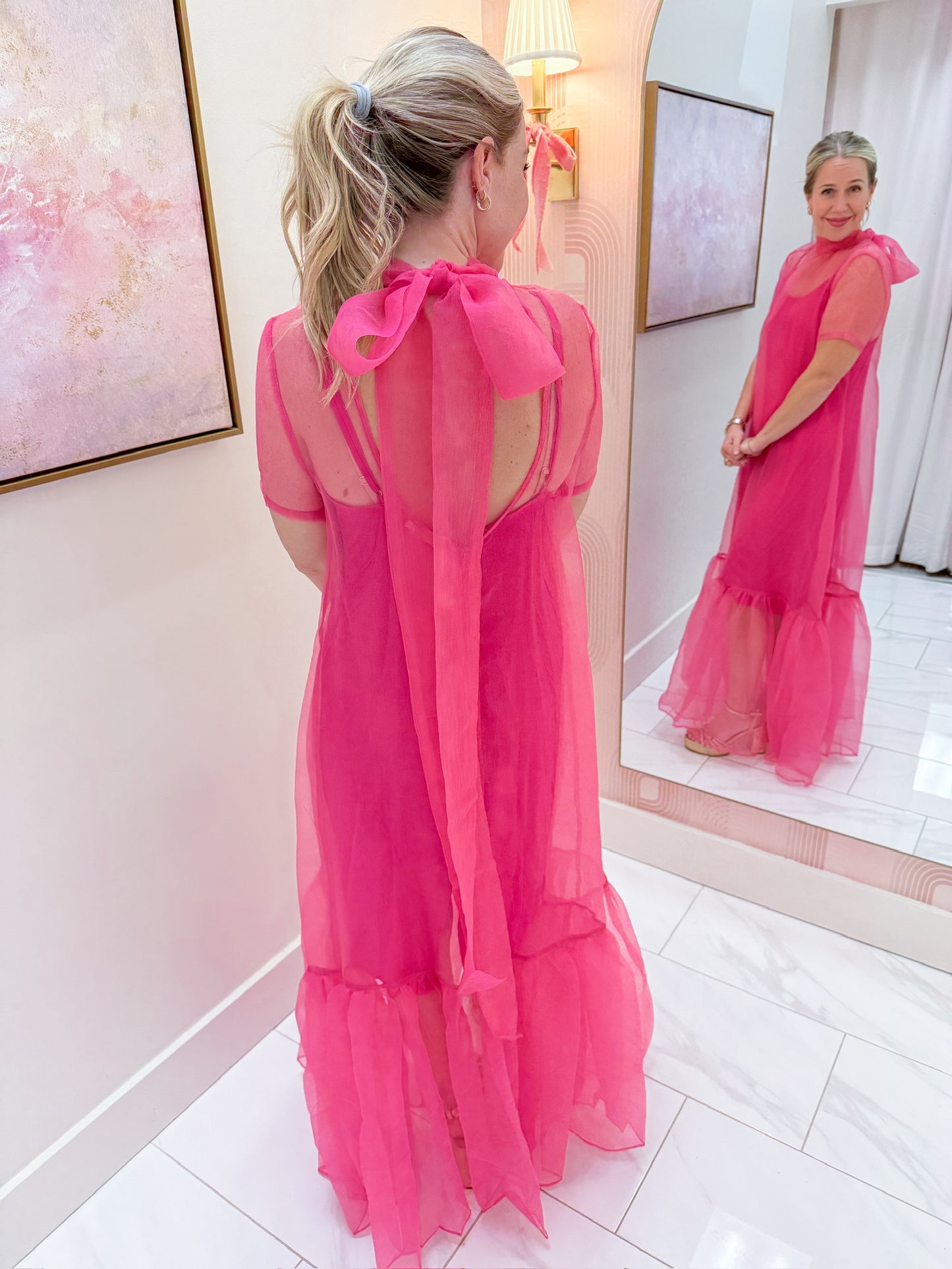 Carrie Organza Mock Bow Maxi Dress