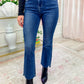 High Rise Side Step Hem Bootcut Jean