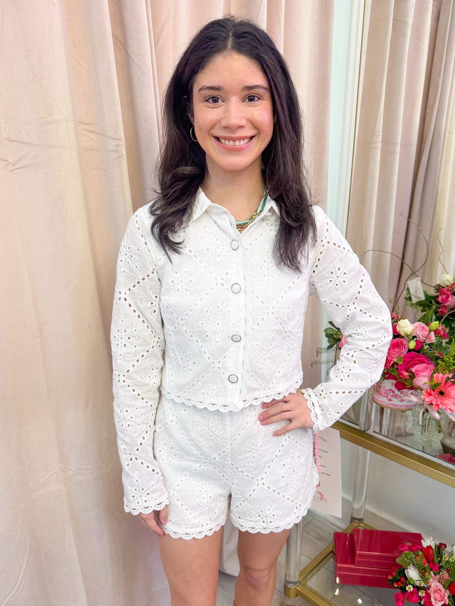Evangeline Eyelet Button Up & Short Set