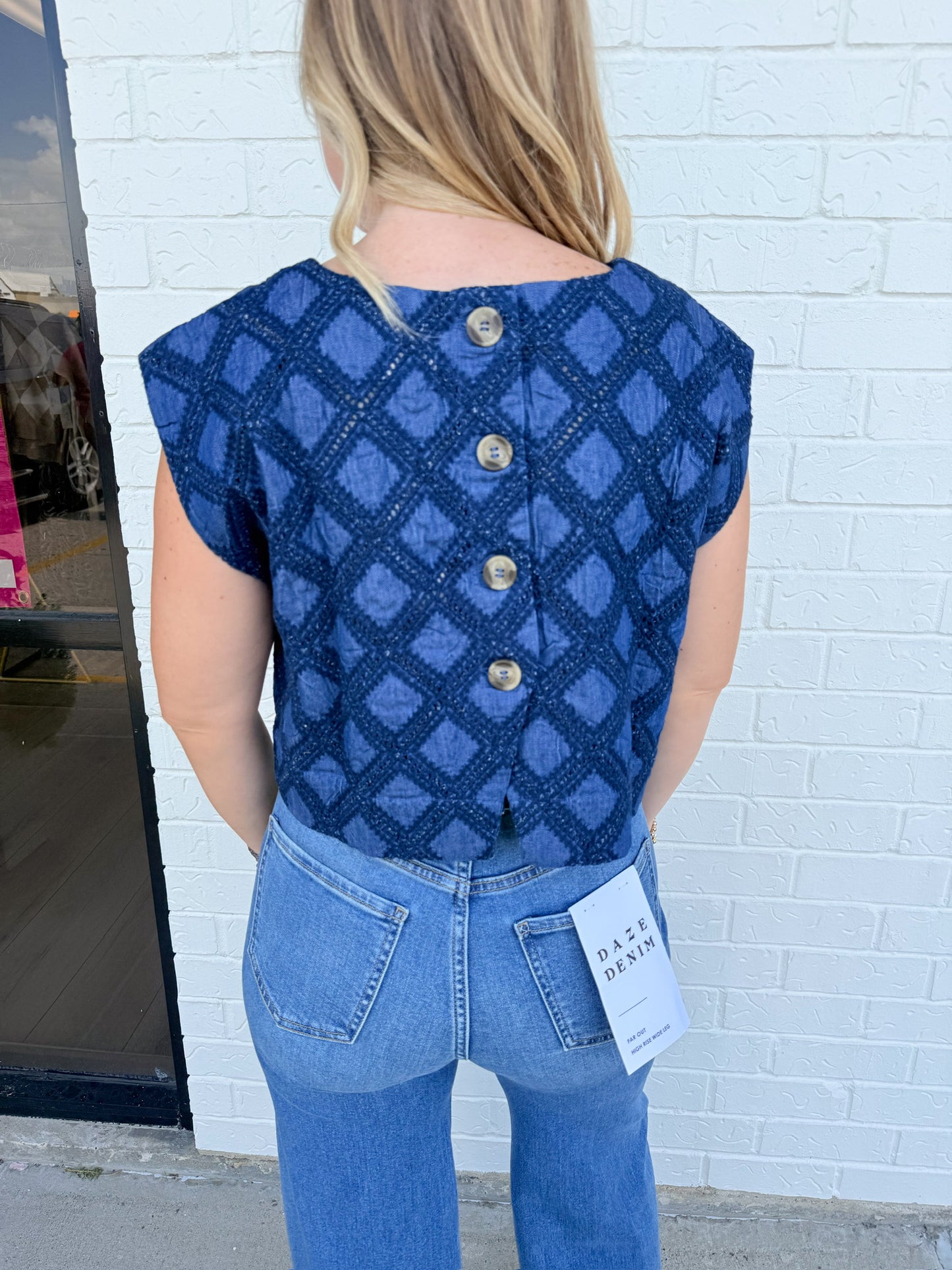 Denim Eyelet Greta Top