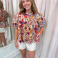 Bria Floral Pleated Blouse