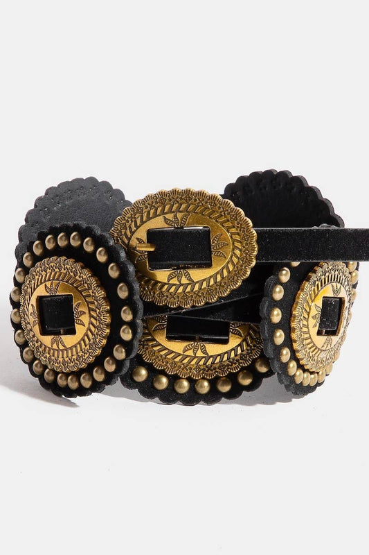 Intricate Western Concho Leather Belt