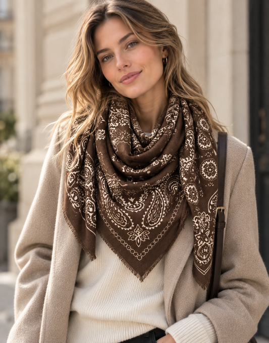 Paisley Quadrant Print Large Scarf