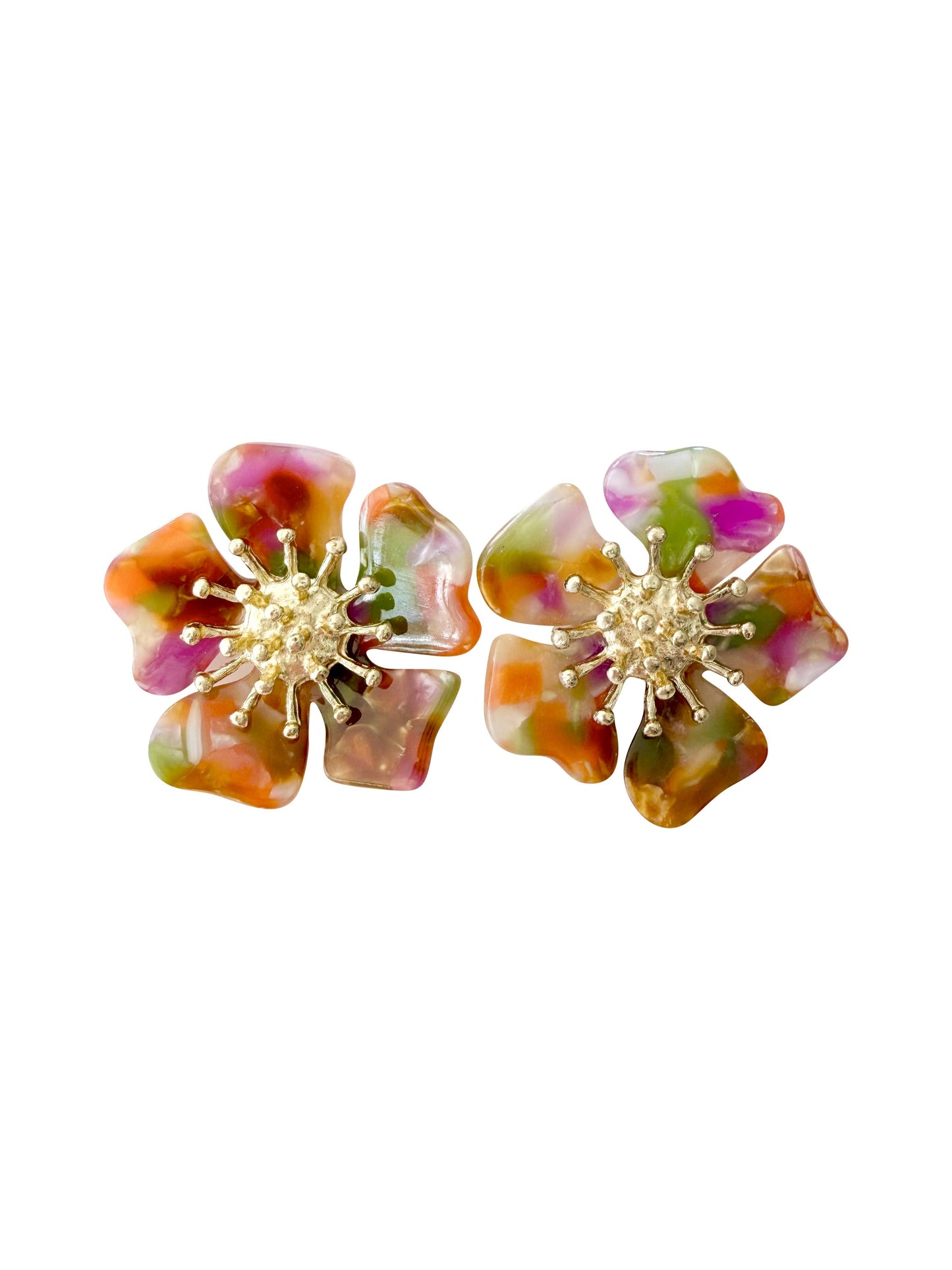 Torunn Flower Earrings-Orange Mix