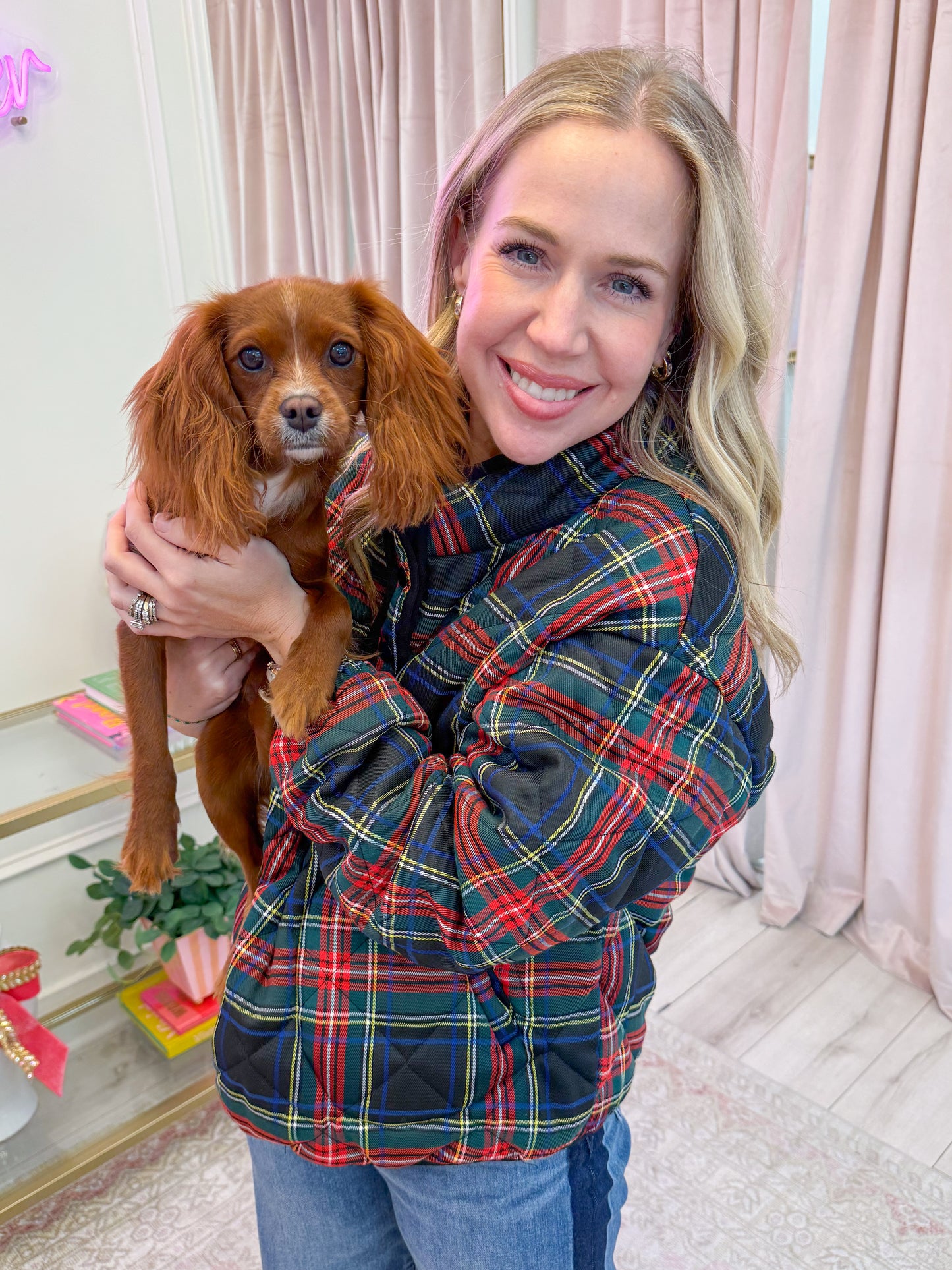 Vintage Christmas Quilted Plaid Pullover