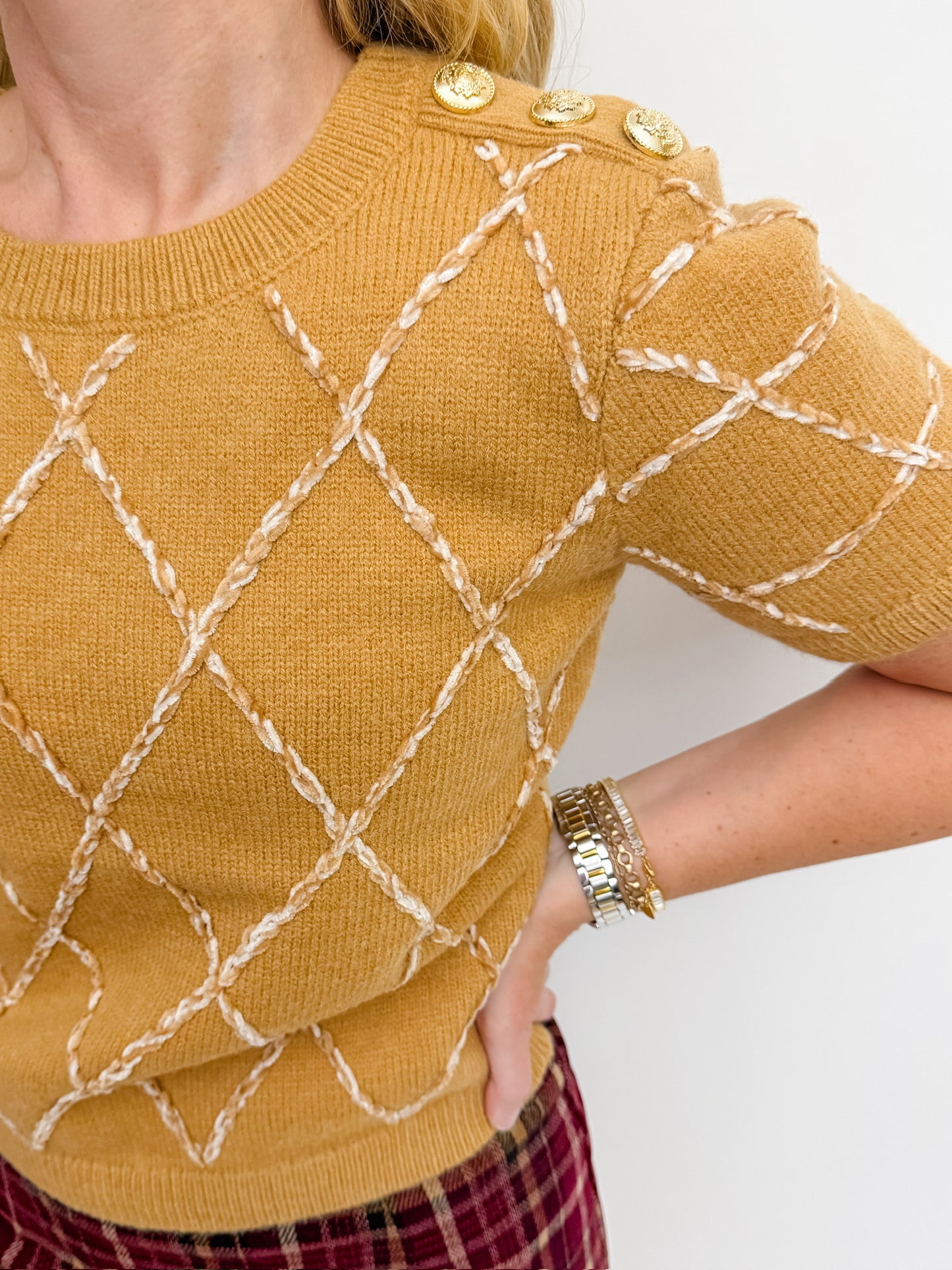 Maison Diamond Knit Sweater Top