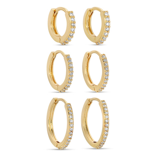 Delicate Pave Gold Huggies