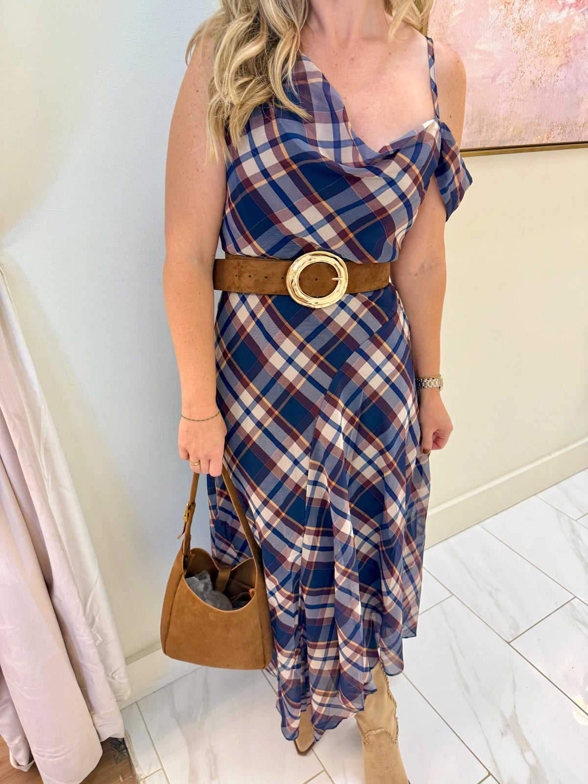 Madison Plaid Midi Dress