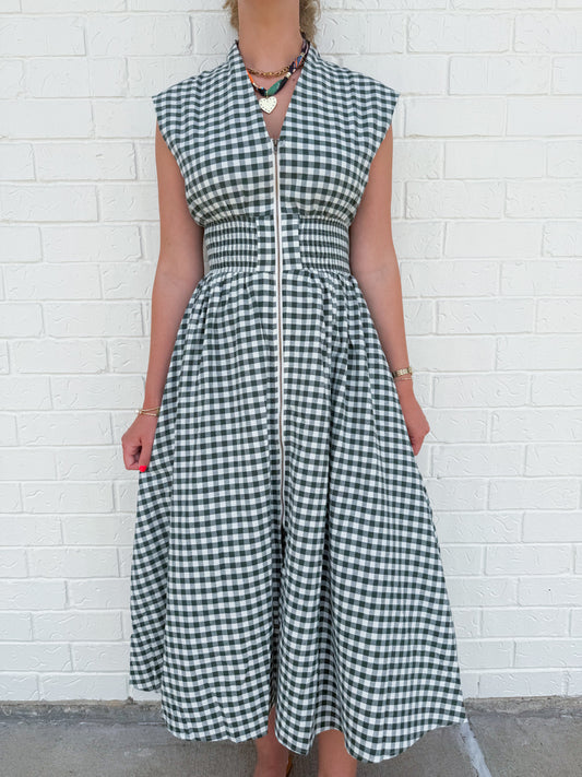 Garden Gate Gingham Midi Dress