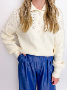 With Cream Collared Sweater