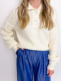 With Cream Collared Sweater