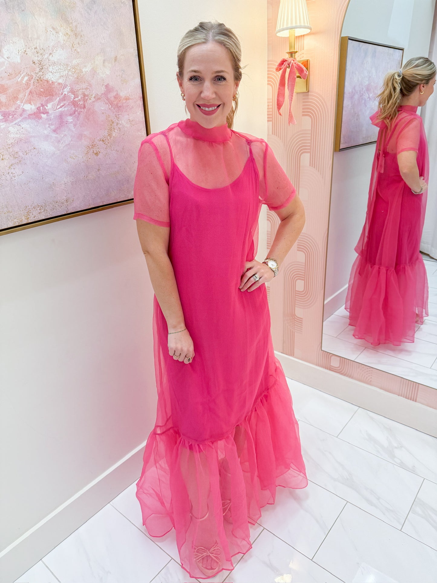 Carrie Organza Mock Bow Maxi Dress