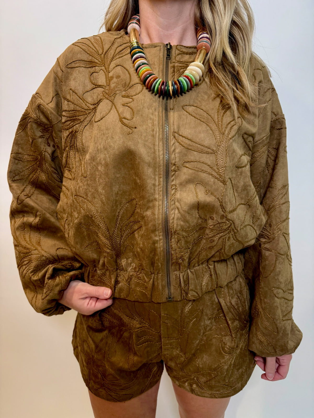 Suede Floral Textured Jacket