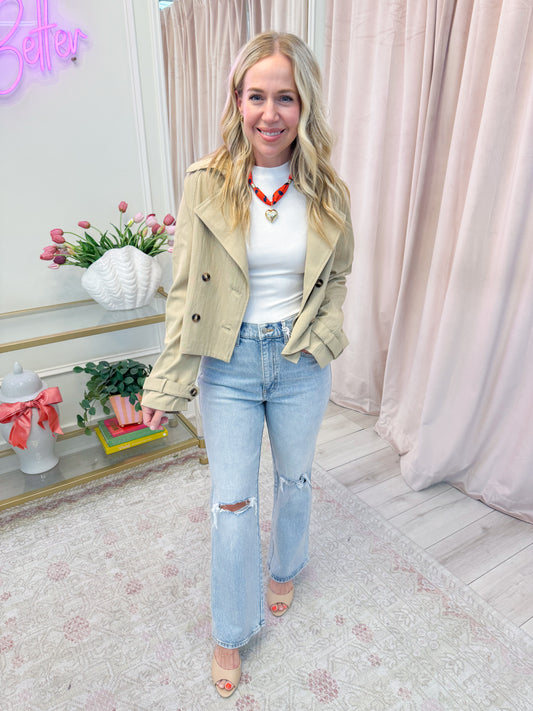 Something Secret Cropped Trench Jacket
