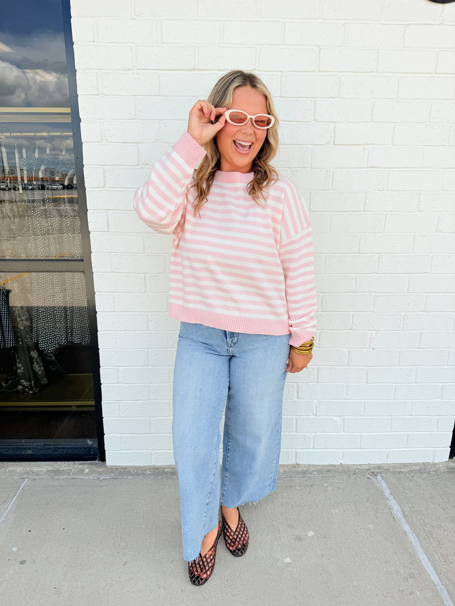 Blush Stripe Crewneck Sweater