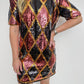 Argyle Sequin Shift Dress