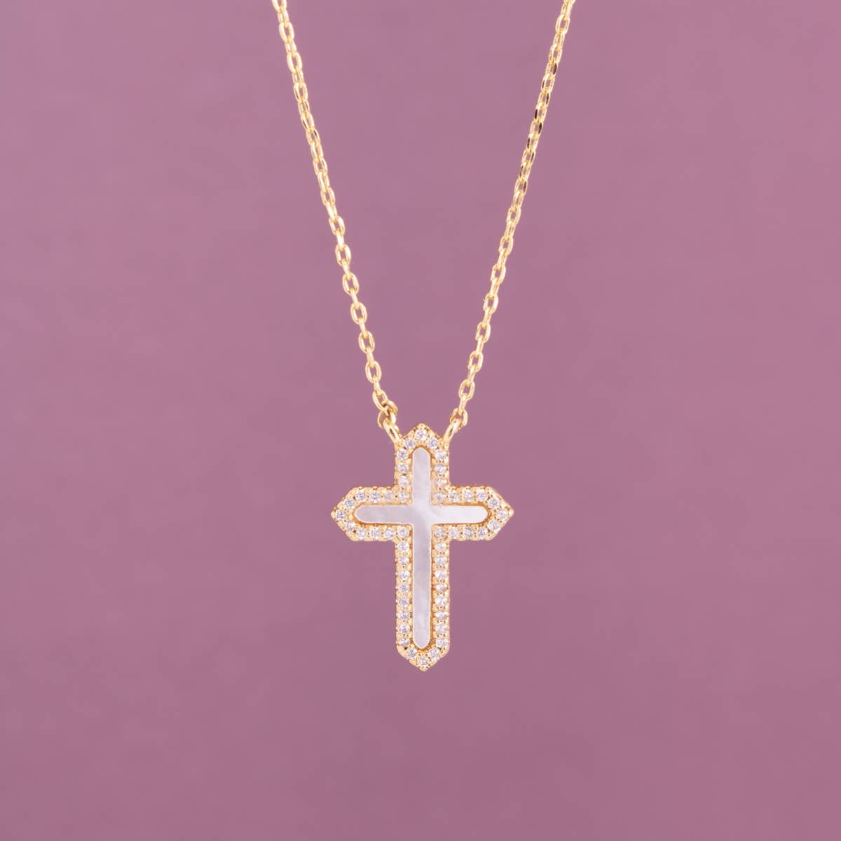 Feel The Faith Shell Pavé Cross Necklace
