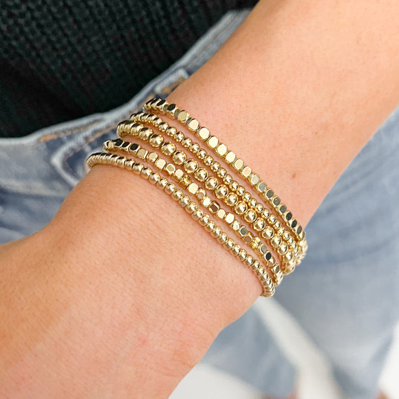 Gold Nugget Stretch Bracelet Set