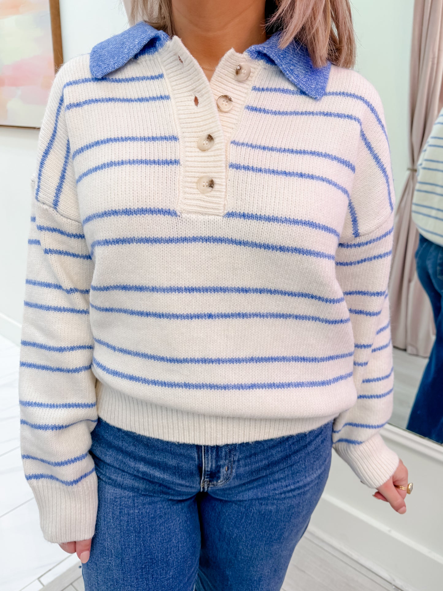 Harriet  Collared Stripe Sweater